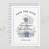 エレガントフローラ航海のいかりネイビーブルーシャンパーニュ セーブザデート (正面/裏面)