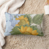 エレガントフローラ色彩の鮮やかサンフラワーズブルーアイランジャ ランバークッション (ブランケット)