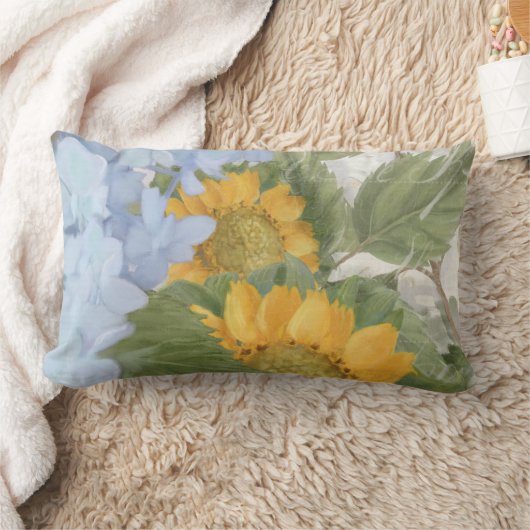 エレガントフローラ色彩の鮮やかサンフラワーズブルーアイランジャ ランバークッション (ブランケット)