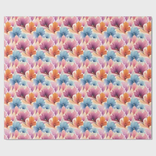 エレガントフローラ花びらソフトウォーター色開花 ラッピングペーパー (フラット)