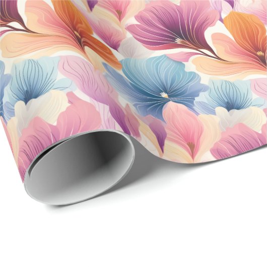 エレガントフローラ花びらソフトウォーター色開花 ラッピングペーパー (ロールコーナー)