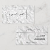 エレガントフローラ花パターシンプルン銀灰色 名刺 (正面/裏面)