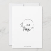 エレガントフローラ花ボタニカルラインアート結婚ズ 招待状 (裏面)