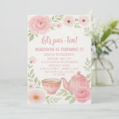 エレガントフローラ茶パーティー誕生日招待状 招待状 (スタンド正面)