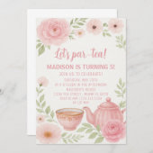 エレガントフローラ茶パーティー誕生日招待状 招待状 (正面/裏面)