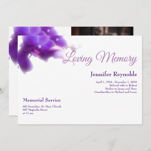 エレガントフローラ葬儀記念写真 案内状 (正面/裏面)