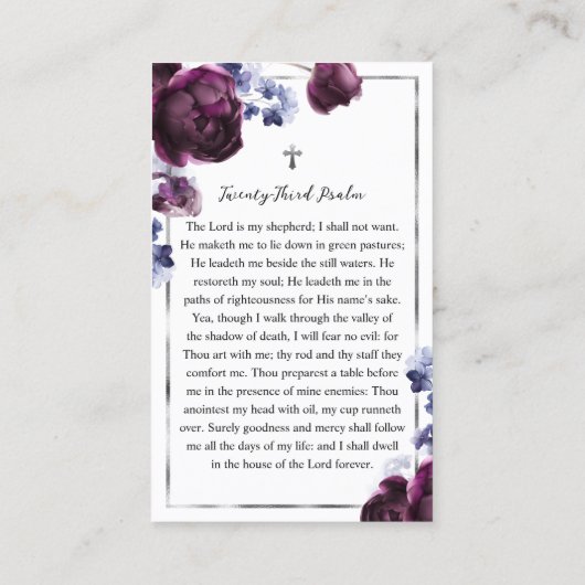 エレガントフローラ葬儀記念祈りの言葉フォトカード 名刺 (裏面)