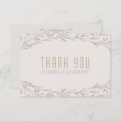 エレガントフローラ薄紫は結婚素朴な感謝していお前 サンキューカード (正面/裏面)
