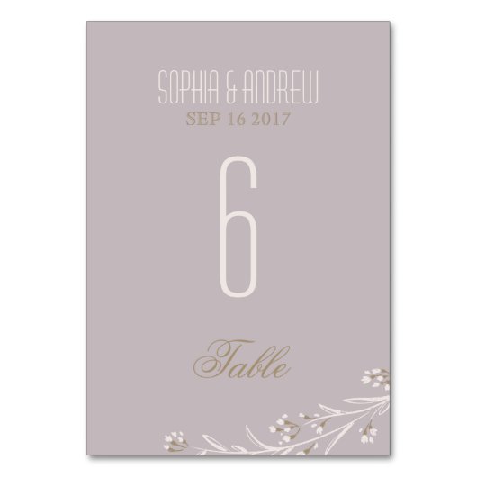 エレガントフローラ薄紫ラス結婚トの表番号 テーブルナンバー (正面)