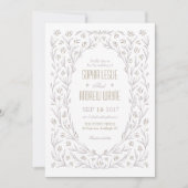 エレガントフローラ薄紫紫色の結婚素朴 招待状 (正面)
