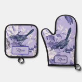 エレガントフローラ薄紫 鍋つかみ&鍋敷きセット (正面)