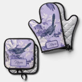 エレガントフローラ薄紫 鍋つかみ&鍋敷きセット (正面/裏面)