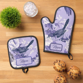 エレガントフローラ薄紫 鍋つかみ&鍋敷きセット