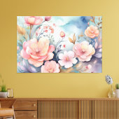 エレガントフローラ蝶ウォーター色アート キャンバスプリント (インサイチュ (リビング))