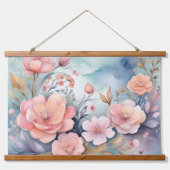 エレガントフローラ蝶ウォーター色アート 吊り下げ型タペストリー (正面)