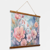 エレガントフローラ蝶ウォーター色アート 吊り下げ型タペストリー (傾斜あり)