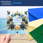 エレガントフローラ蝶キンセアニェラ澄ん アクリル招待状