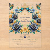 エレガントフローラ蝶キンセアニェラ澄ん アクリル招待状 (正面)