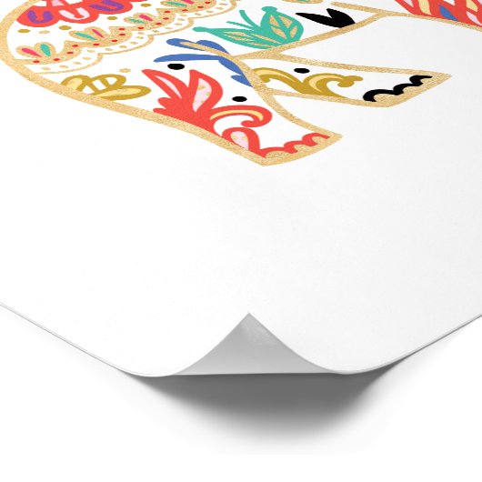 エレガントフローラ装飾華美象デザイン ポスター (角)