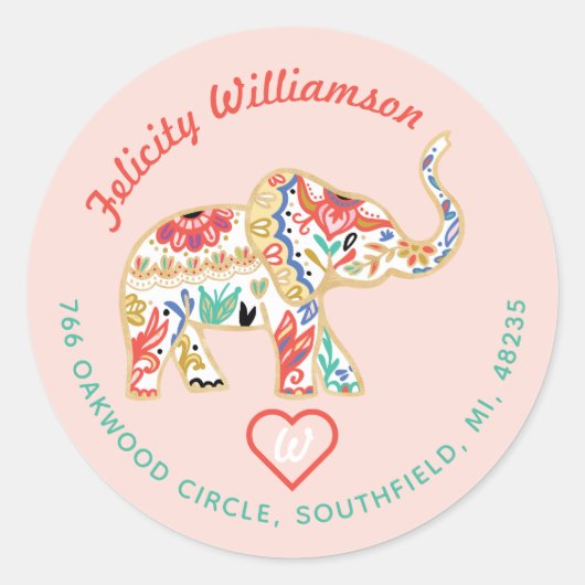 エレガントフローラ装飾華美象住所 ラウンドシール (正面)