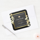 エレガントフローラ製品パッケージラベル黒金ゴールド スクエアシール (封筒)