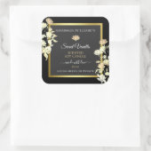 エレガントフローラ製品パッケージラベル黒金ゴールド スクエアシール (バッグ)