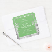 エレガントフローラ製品ラベルSageグリーンとシルバー スクエアシール (封筒)