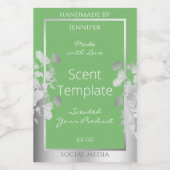 エレガントフローラ製品ラベルSageグリーンとシルバー フードラベル (シングルラベル)