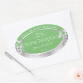エレガントフローラ製品ラベルSageグリーンとシルバー 楕円形シール (封筒)