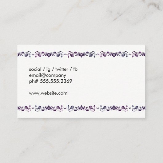 エレガントフローラ要素筆記用文字 名刺 (裏面)