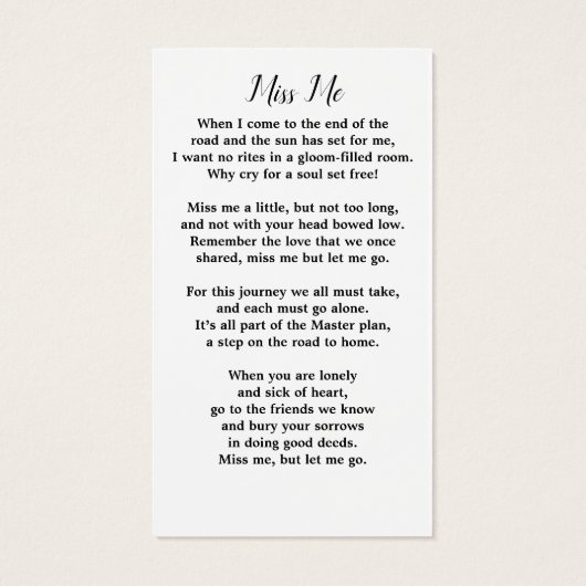 エレガントフローラ記念祈りの言葉カード写真葬儀 (裏面)