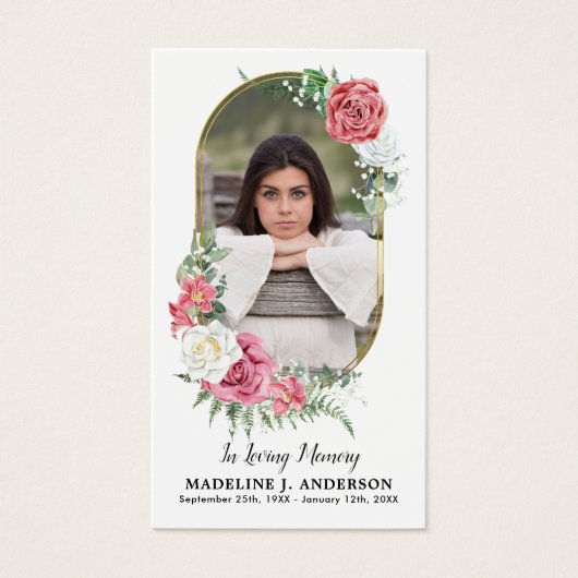 エレガントフローラ記念祈りの言葉カード写真葬儀 (正面)