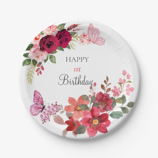 エレガントフローラ誕生会 ペーパープレート (正面)