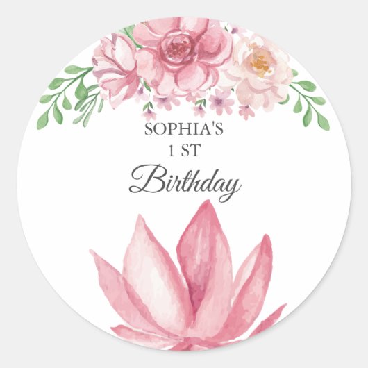 エレガントフローラ誕生会 ラウンドシール (正面)