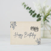 エレガントフローラ誕生日カード – デリケートなフローラ ポストカード (スタンド正面)