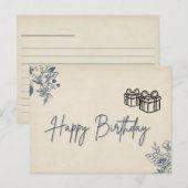 エレガントフローラ誕生日カード – デリケートなフローラ ポストカード (正面/裏面)