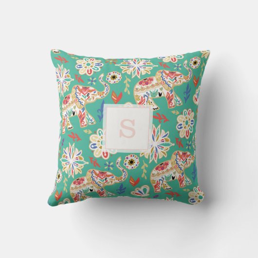 エレガントフローラ象華美象模様 クッション (裏面)