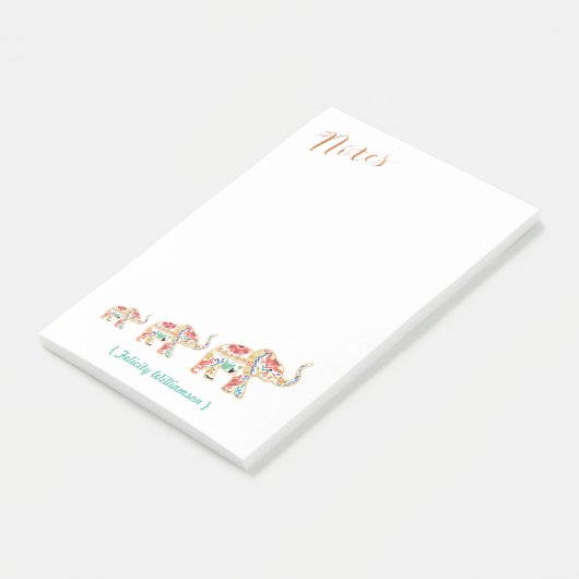 エレガントフローラ象華美象模様 ポストイット (アングル)