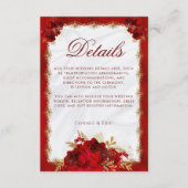 エレガントフローラ赤と金ゴールド結婚詳細 エンクロージャーカード (正面)