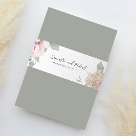 エレガントフローラ赤面ピンクの水色 招待状ベリーバンド