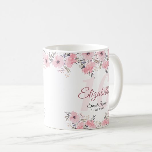 エレガントフローラ赤面ピンクスイート16 コーヒーマグカップ (正面右)