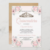 エレガントフローラ赤面ピンクフォトキンセアニェラインヴィタ 招待状 (正面/裏面)