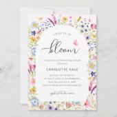 エレガントフローラ赤面ピンクブライダルシャワー 招待状 (正面)