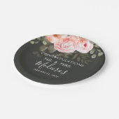 エレガントフローラ赤面ピンクモダンボ結婚タン ペーパープレート (アングル)