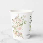 エレガントフローラ赤面ピンクローズブライダルシャワー紙 紙コップ (正面)