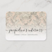 エレガントフローラ赤面ピンクヴィンテージウッドダマスク 名刺 (正面)