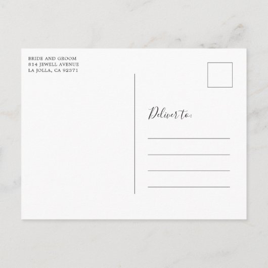 エレガントフローラ赤面ピンク結婚写真ありがとう ポストカード (裏面)