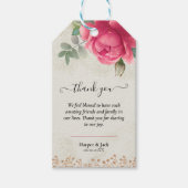 エレガントフローラ赤面ピンク金ゴールドバラ結婚ズ ギフトタグ (正面)
