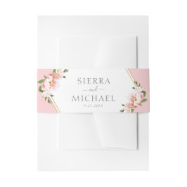 エレガントフローラ赤面ピンク金ゴールド結婚ズ 招待状ベリーバンド