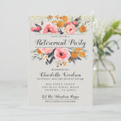 エレガントフローラ赤面ピンク金ゴールド退職パーティー 招待状 (スタンド正面)